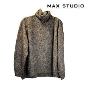 Max Studio Women's Ribbed Knit Long‎ Sleeve Mock Neck Pullover Sweater